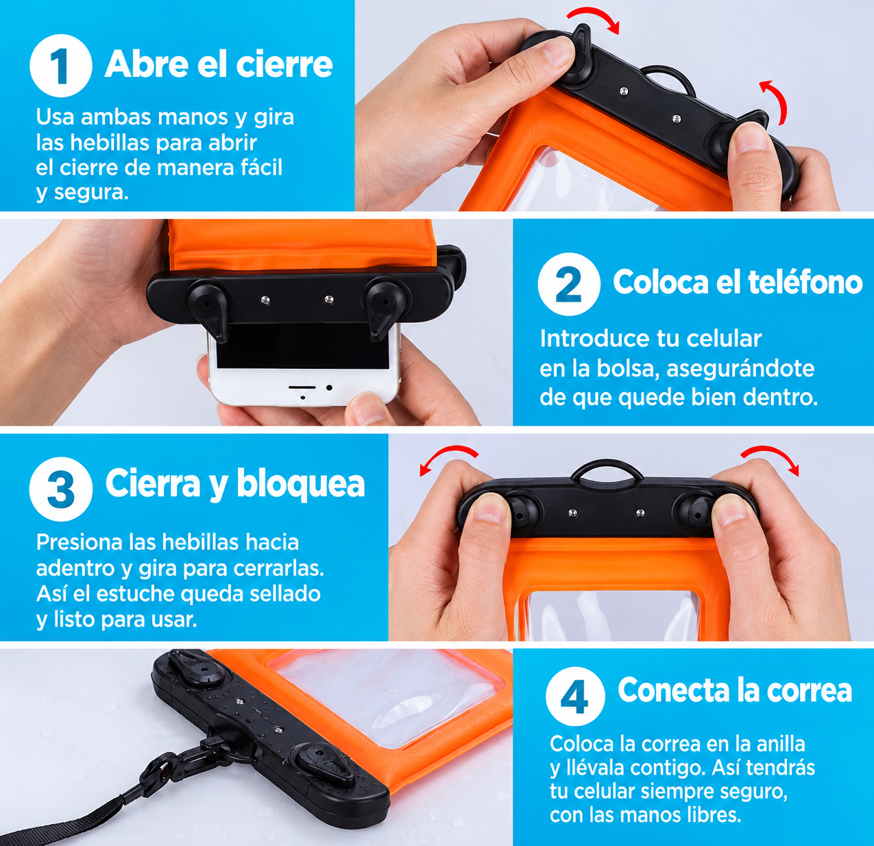 Funda Impermeable Universal para Celular - Sumergible y Sensible al Tacto