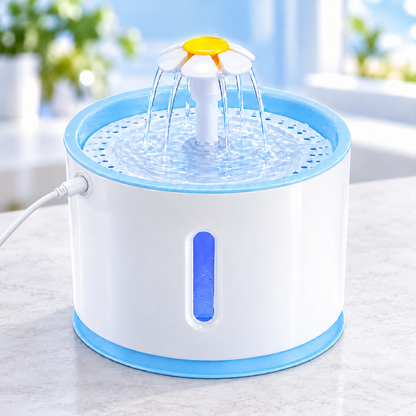 Fuente de agua eléctrica con luz LED para mascotas - 2.4 litros
