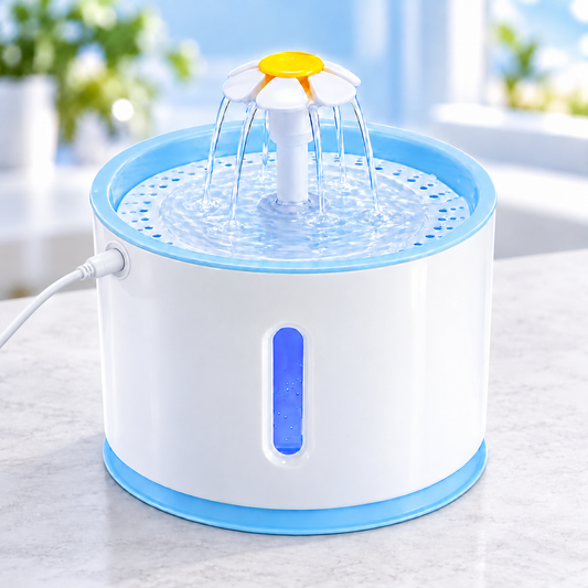 Fuente de agua eléctrica con luz LED para mascotas - 2.4 litros