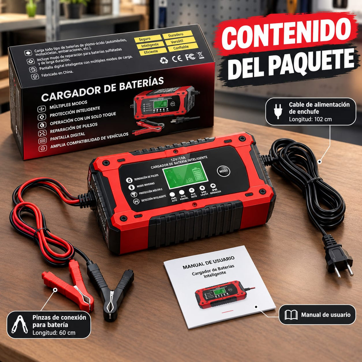 Cargador inteligente multiuso de 12V - Monitoreo en tiempo real