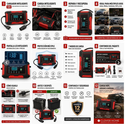 Cargador inteligente multiuso de 12V - Monitoreo en tiempo real