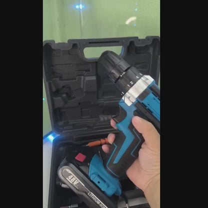 Taladro Inalámbrico 48V con 2 Baterías + Kit de Brocas y Puntas